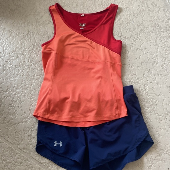 Tail 2 toned Coral and Burt Orange Pickleball Tennis Tank xs - Picture 2 of 4